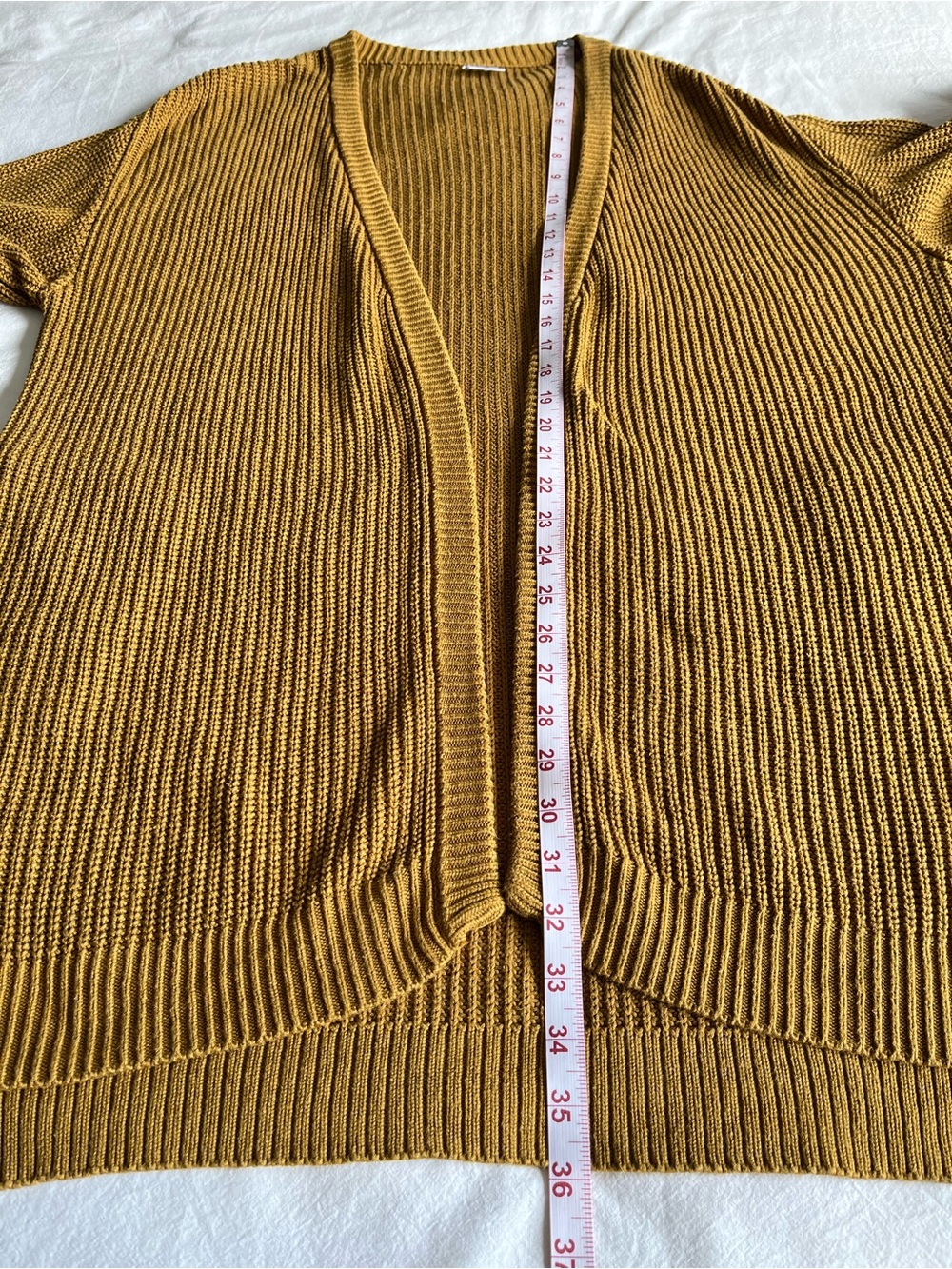 Jax + Lennon Bamboo Organic Cotton Ribbed Knit‎ Cardigan Sweater Mustard M/L - Picture 6 of 15